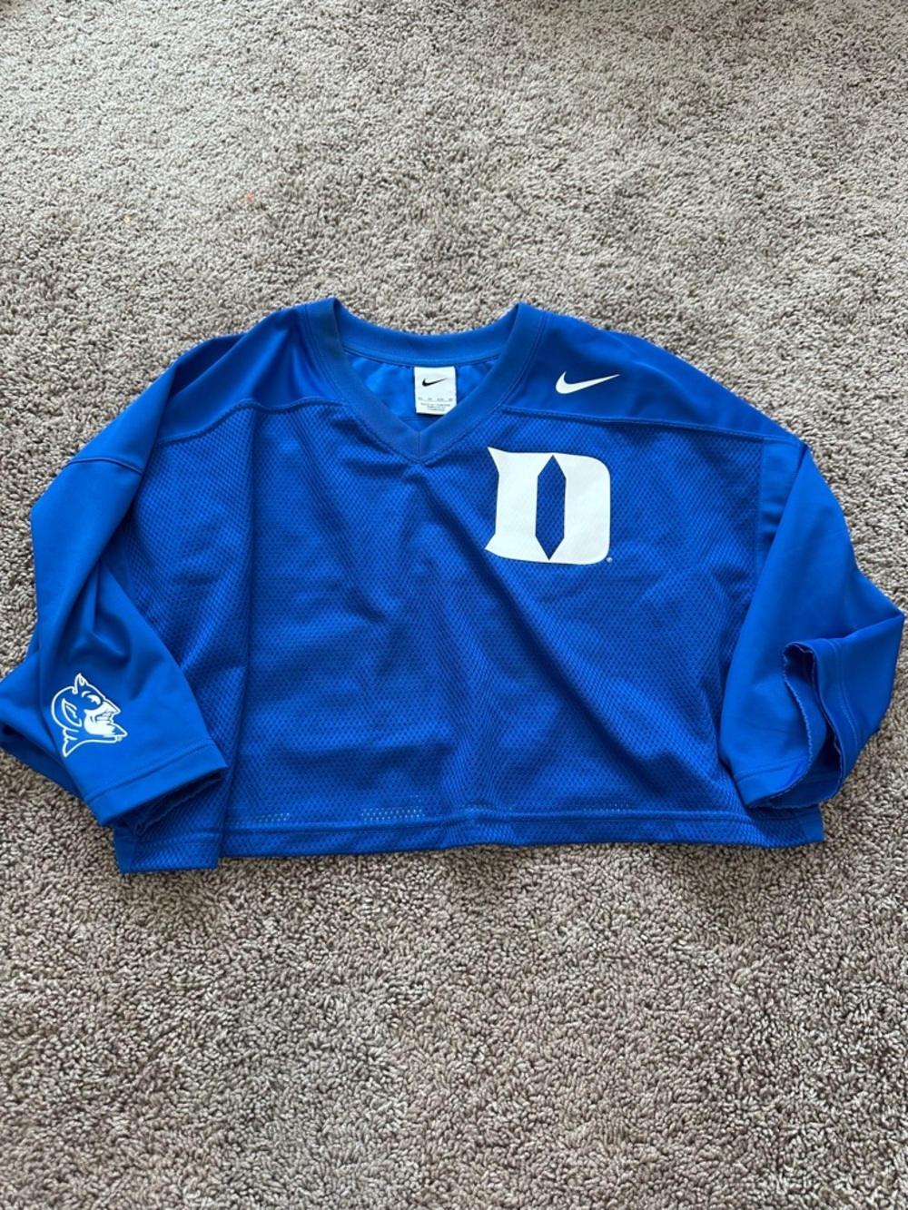 Nike Duke Blue Devils Crop Jersey XS Blue Football Style Top